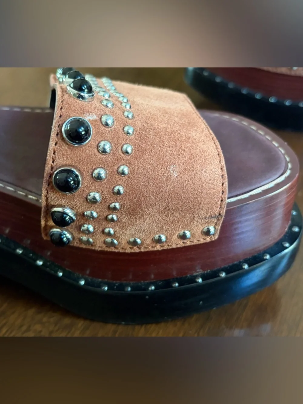3.1 Phillip Lim Nashville Platform Sandal Suede Leather Studded Chunky Shoes